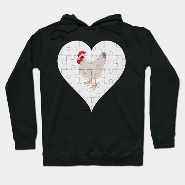 Jigsaw  Hen Heart Design - Farm Animals Hen Hoodie by giftideas